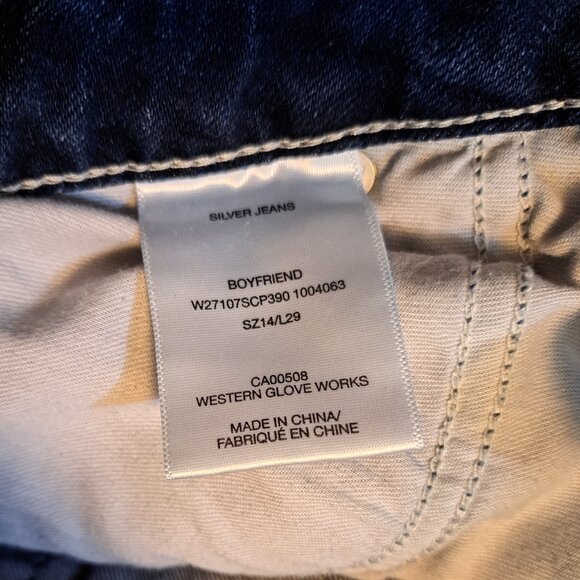 Silver Jeans Distressed Boyfriend Jeans W/Embroidered Pockets Western Glove Work - Picture 7 of 9